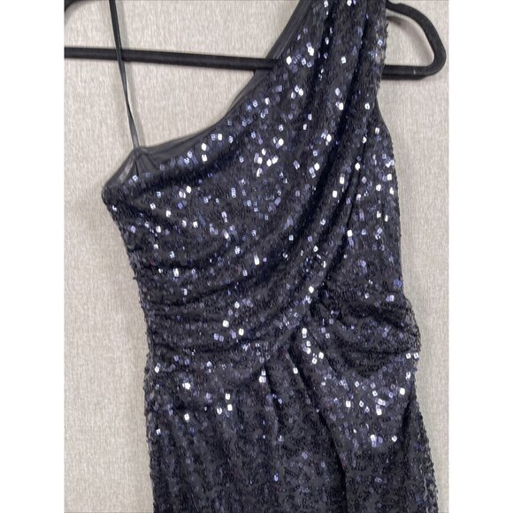 Calvin Klein Women's Sequin One-shoulder Sheath Dress 2 Black - Picture 3 of 10